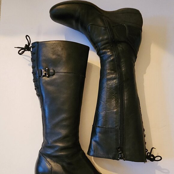 Nero Giardini Leather Boots Y2K Made In Italy Side Zipper - Back Lace-up detail - Picture 3 of 12
